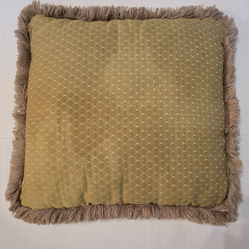 Throw Pillows Beige-Brown, two 17x17, well stitched, Brush Fringed - Picture 4 of 7